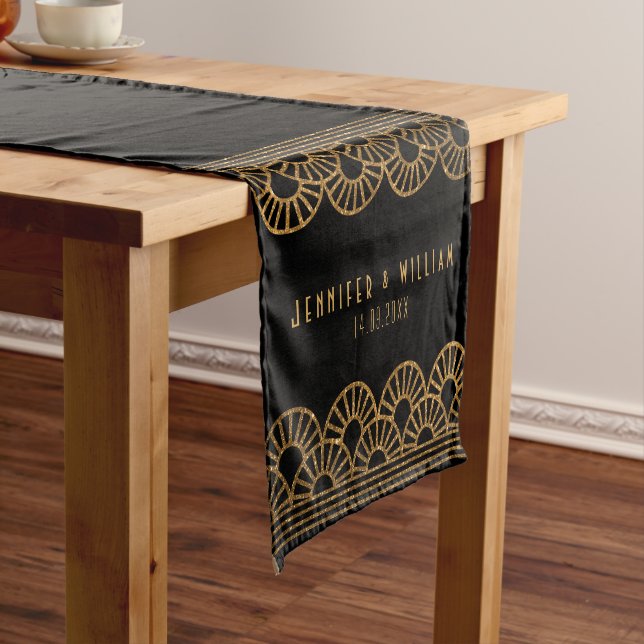 Gold Art Deco Fan Gatsby Wedding Table Runner (In Situ)
