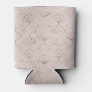 Gold Art Deco: Fan Leaves Pattern Can Cooler
