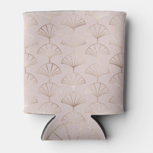 Gold Art Deco: Fan Leaves Pattern Can Cooler (Front)