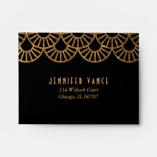 Gold Art Deco Fan Wedding Invite Reply Envelope