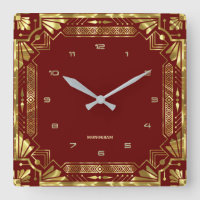 Gold Art Deco Frame On Dark Red