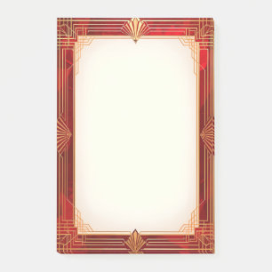 Gold Art Deco Frame on Red Post-it Notes