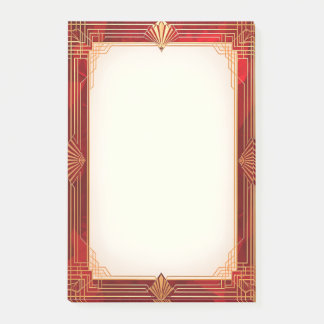 Gold Art Deco Frame on Red Post-it Notes