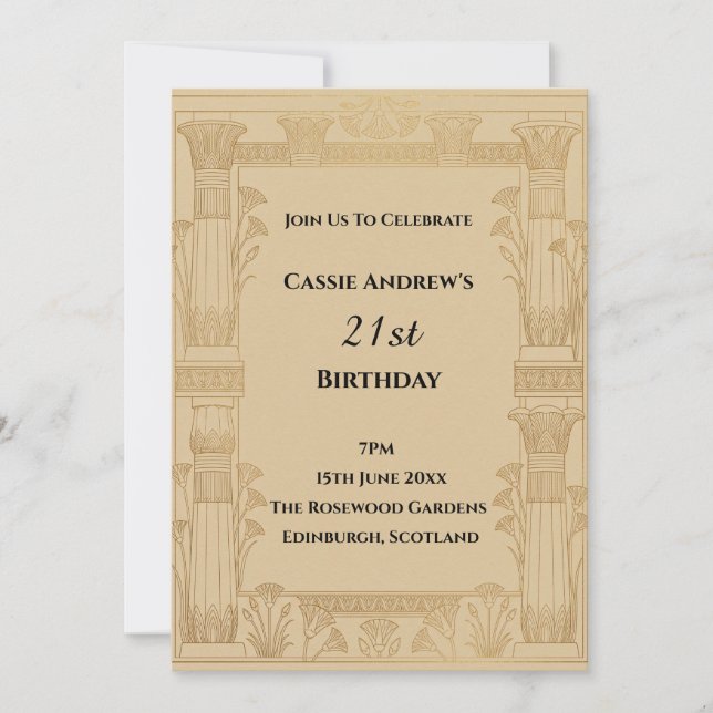 Gold Art Deco Milestone Birthday Invitation (Front)