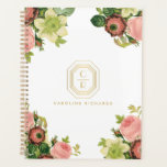 Gold Art Deco Monogram Vintage Florals Appointment Planner<br><div class="desc">Your initials are elegantly displayed on this faux gold art deco plaque for a unique logo. Surrounded by vintage flowers and set on a white background, this appointment book design is eye-catching and beautiful. Great for beauty salons, hair stylists, spas, wedding planners, event planners, teachers and more. © 1201AM Design...</div>