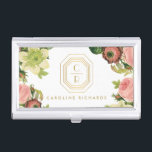 Gold Art Deco Monogram with Vintage Florals Business Card Holder<br><div class="desc">Coordinates with the Gold Art Deco Monogram with Vintage Florals Business Card Template by 1201AM. Your initials are elegantly displayed on this faux gold art deco styled frame for a unique logo. Surrounded by vintage flowers and set on a white background, this design is eye-catching and beautiful. Great for floral...</div>