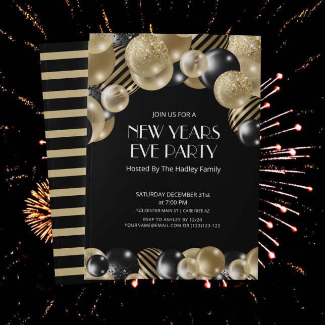 Gold Art Deco New Years Eve Party Invitation (Creator Uploaded)