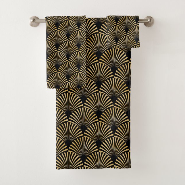 Gold Art Deco Pattern  Bath Towel Set (Insitu)