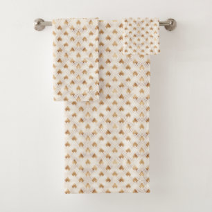 Gold Art Deco Pattern Bath Towel Set