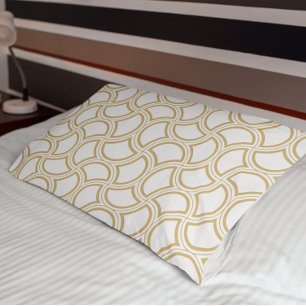 Gold Art Deco Pattern On White Pillowcase