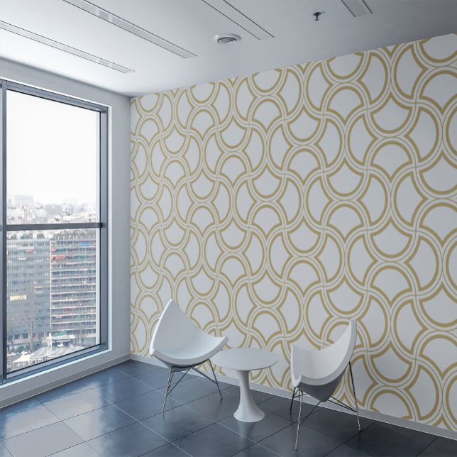 Gold Art Deco Pattern On White Wallpaper (Creator Uploaded)