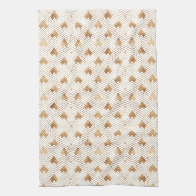 Gold Art Deco Pattern Tea Towel (Vertical)
