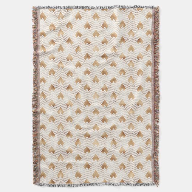 Gold Art Deco Pattern Throw Blanket (Front Vertical)