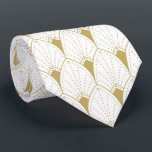Gold Art Deco Pattern & White Background Tie<br><div class="desc">Elegant gold tones vintage Art Deco pattern over a white customisable background colour.</div>