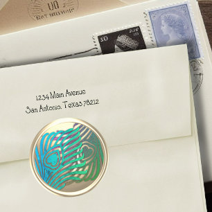 Gold Art Deco Peacock Envelope Seal