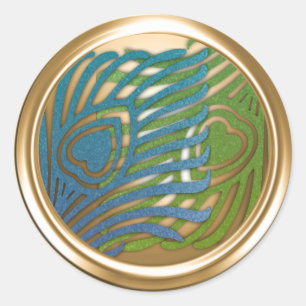 Gold Art Deco Peacock Envelope Seal Set 1104