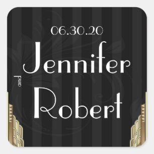 Gold Art Deco Stripe Wedding Envelope Seal