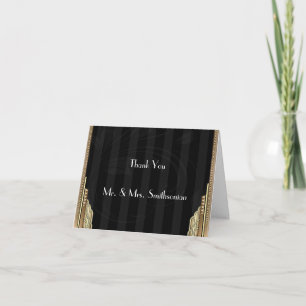 Gold Art Deco Stripe Wedding Thank You Card