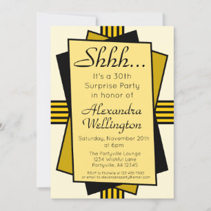Gold Art Deco Surprise Party Birthday Invitation