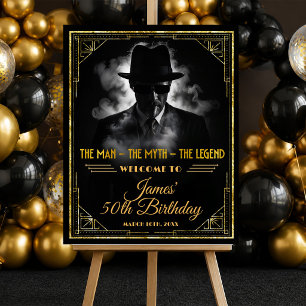 Gold Art Deco The Man Myth Legend Birthday Welcome Poster