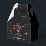 Gold Art Deco Vegas Casino Royale 50th Birthday   Favour Box<br><div class="desc">ANY AGE! Glam, Royal, Vintage card design Great Gatsby and Casino themed. It features a Great Gatsby, Roaring 1920's old Hollywood Art Deco style shape, royal faux gold freer-de-lis, vintage fonts, a pair of dice, as well, playing cards suits with a golden edges. Use Personalise tool to add your information....</div>