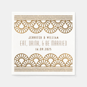 Gold Art Deco Wedding Reception Cockatil Napkin