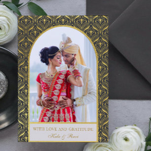 Gold Art Deco Wedding Thank You Photo Card