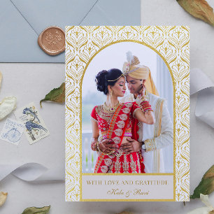 Gold Art Deco Wedding Thank You Photo Card