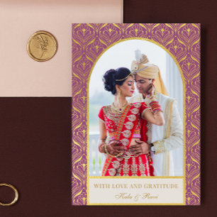 Gold Art Deco Wedding Thank You Photo Card