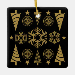 Gold Art Nouveau Christmas Decorative Ceramic Ornament