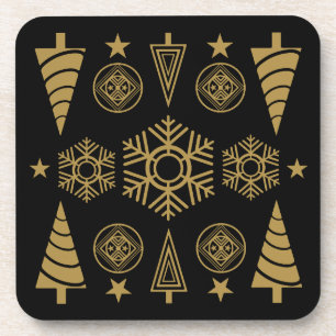 Gold Art Nouveau Christmas Decorative Coaster