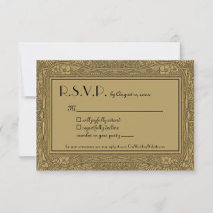 Gold Art Nouveau Elegant Wedding RSVP Card