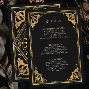 Gold Art Nouveau Tarot Gothic Wedding Details Enclosure Card