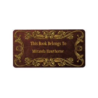 Gold Art Noveau Bookplate Label
