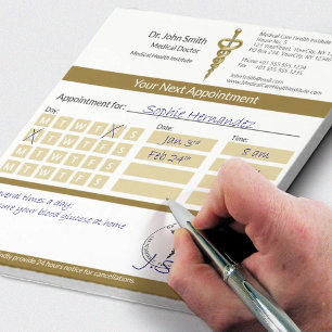 Gold Asclepius Classy Noble Medical Appointment Notepad