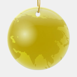 Gold Asia Globe Ceramic Tree Decoration