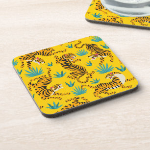 Gold Asian Tiger Pattern Coaster