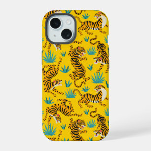 Gold Asian Tiger Pattern iPhone 15 Case