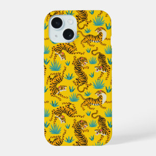 Gold Asian Tiger Pattern iPhone 15 Case