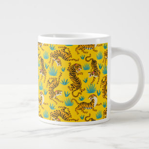 Gold Asian Tiger Pattern Large Coffee Mug