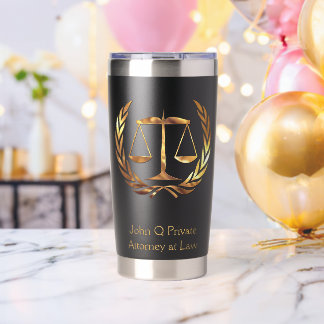 Gold Attorney Scales of Justice Custom Insulated Tumbler