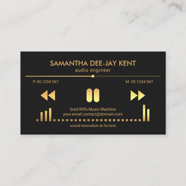 Gold Audio Display Panel Sound Engineer Deejay  Business Card (Front)