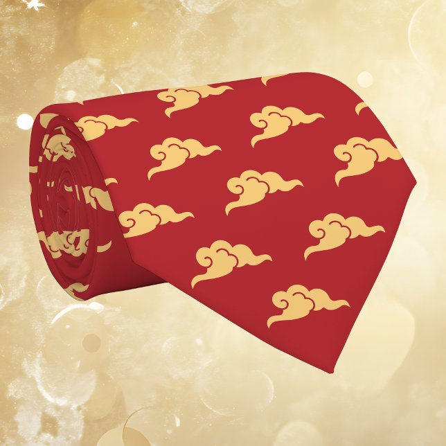 Gold Auspicious Clouds Yunwen Red Lunar New Year  Tie (Creator Uploaded)