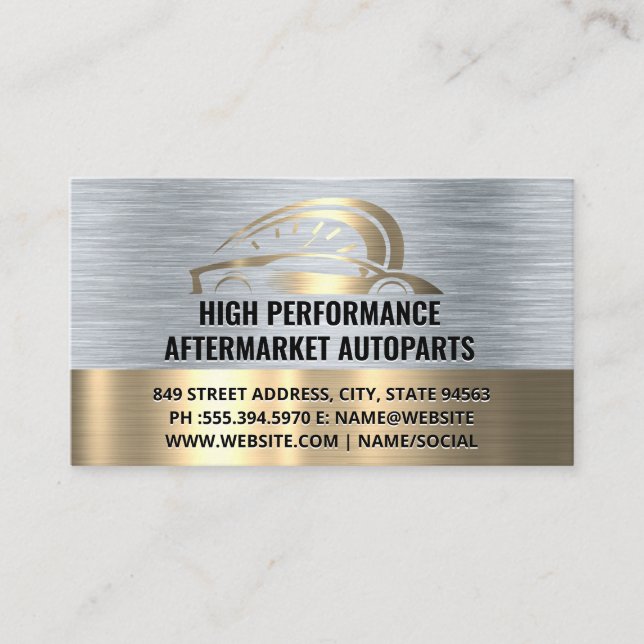 Gold Auto Sports Car Logo Business Card (Front)