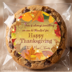 Gold Autumn Thanksgiving Family Favour Classic Round Sticker