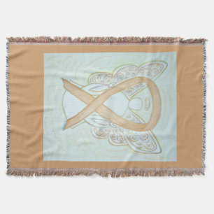 Gold Awareness Ribbon Angel Custom Throw Blanket