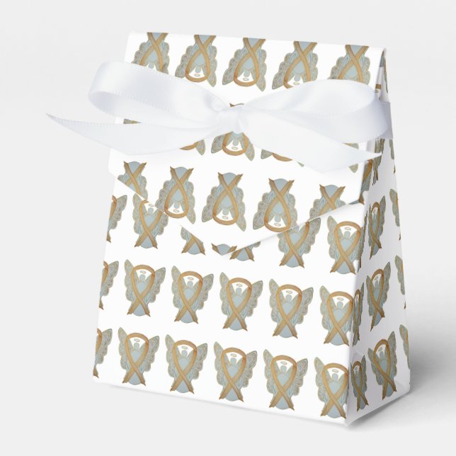 Gold Awareness Ribbon Angel Party Favour Boxes (Front Side)