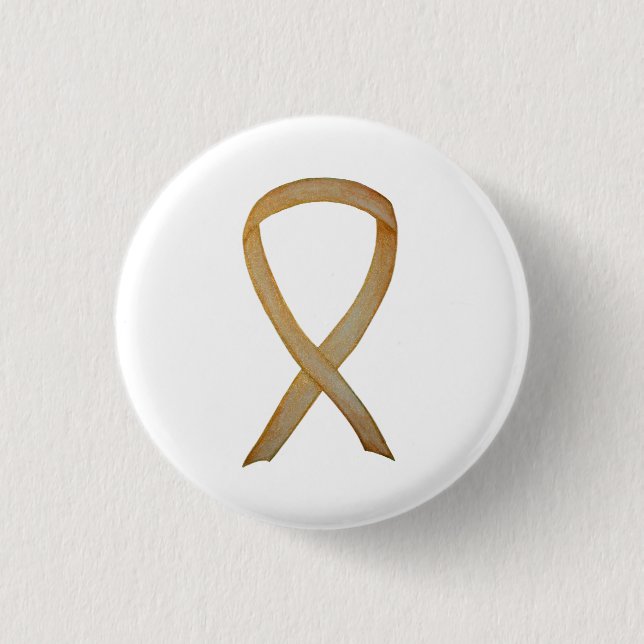 Gold Awareness Ribbon Custom Art Pin (Front)