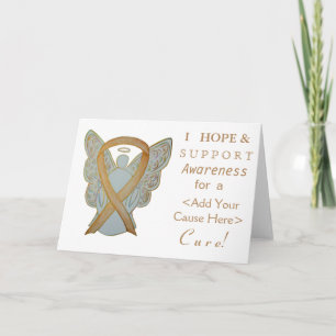Gold Awareness Ribbon Custom Cause Angel Cards