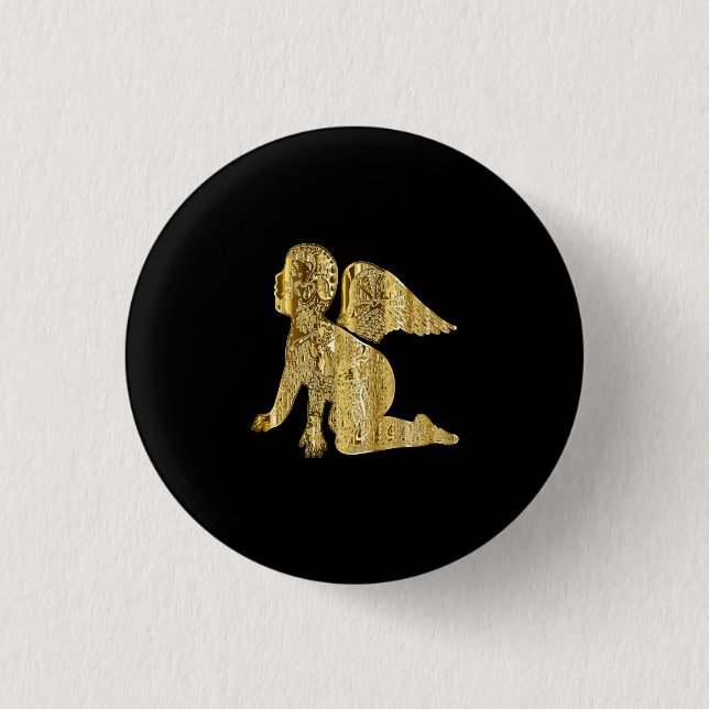 Gold baby angel 3 cm round badge (Front)